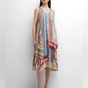 NWT Johnny Was Rachel May Chiara Patchwork-Print Midi Slip Dress
